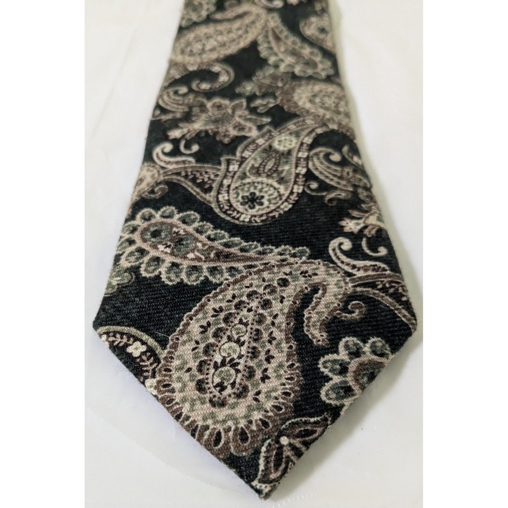 Jos A Bank Reserve Luxury Green Ornate Paisley Wool/Cashmere Tie 57 x 3.25